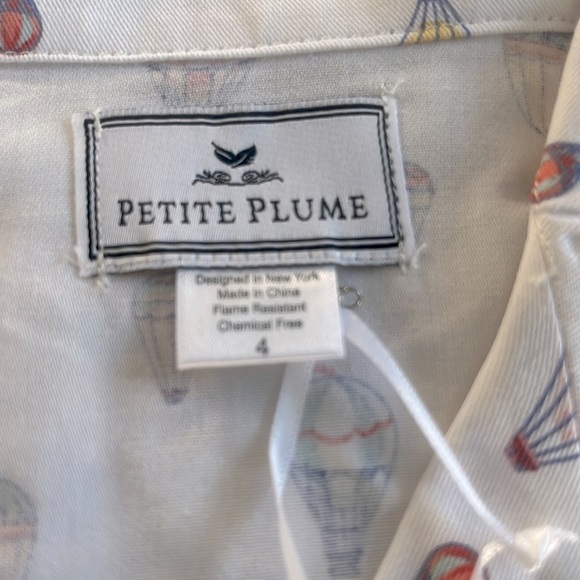 Petite Plume Bon Voyage Balloon Pajama Set Fire Resistant Chemical Free Size 4 - Picture 5 of 7
